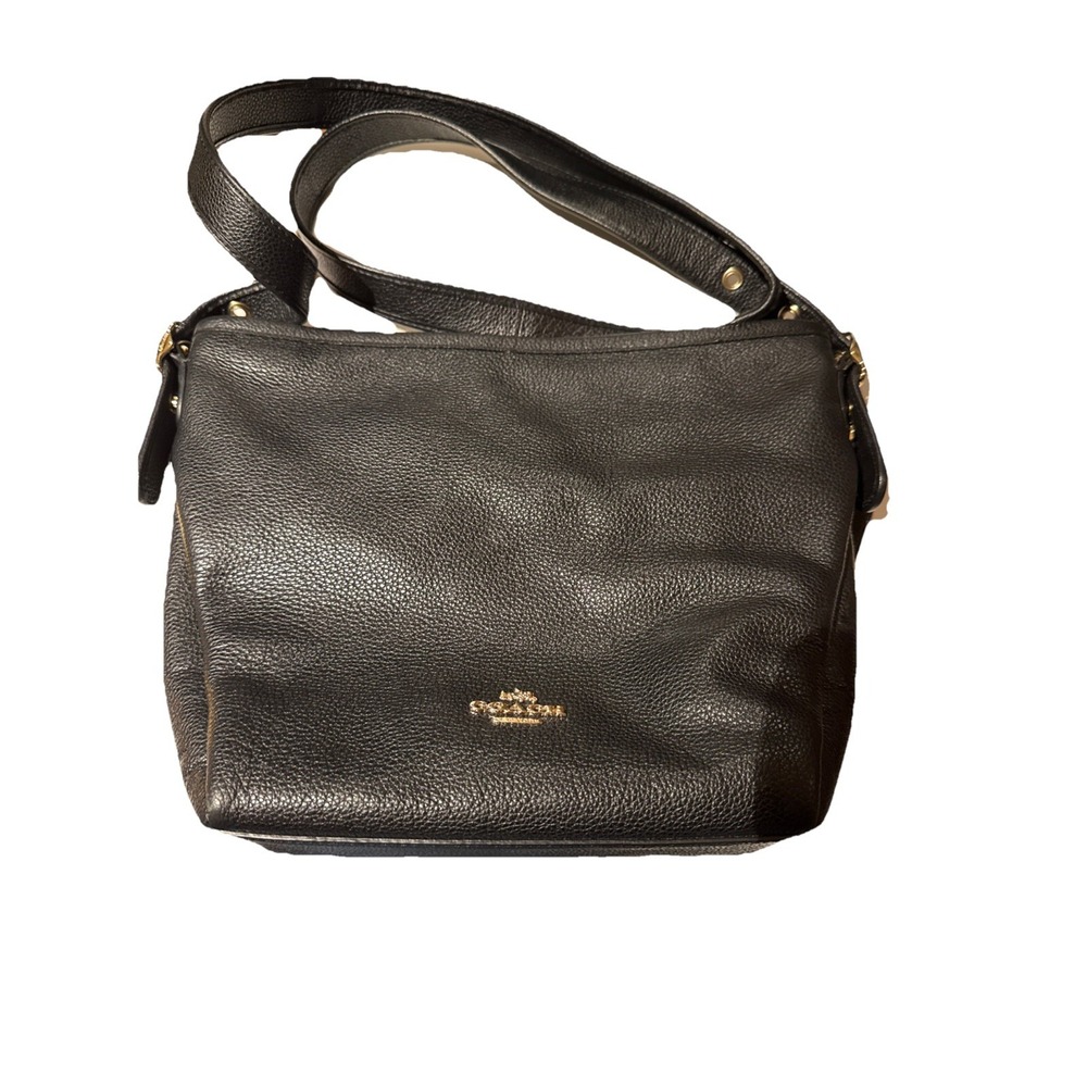 Coach Pebbled Leather Small Dufflette 36536 Shoulder Bag Purse Black Career City - Picture 1 of 10